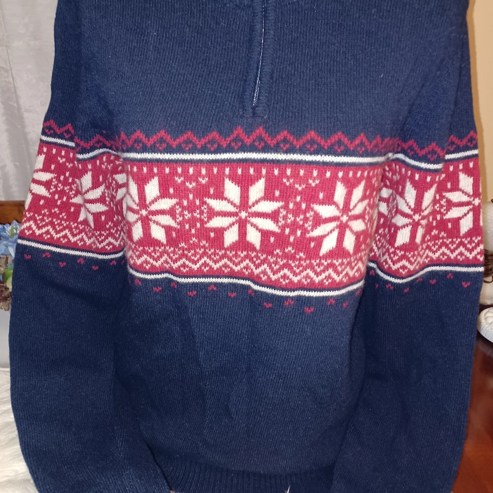 New Daniele Blasi Men's Medi Wool Blend 1/4 Zipper Men's Snowflake Sweater Italy
